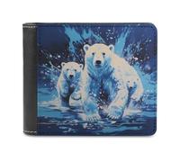 sinyumoney Polar Bear Family in Water 3D Print PU Leather Wallet Use Holds Bills Leather RFID Banknote Compartments Fashion Slim Wallets 11.7cm*9.5cm