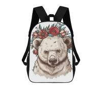 sinyumoney Polar Bear Flower School Backpack for Girls 17inch Casual Daypack Lightweight Rucksack Boy Girl Backpack for Middle School Students