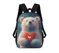 sinyumoney Polar Bear Holding Heart Rucksacks 3D Printed Children 17inch Backpacks Fashion Casual Daypack Travel Bags Outdoor Casual Daypack for Boy And Girl