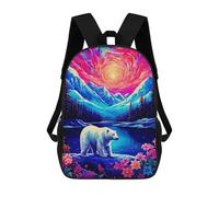 sinyumoney Polar Bear in A Fantasy Landscape 3D Printed Children's School Backpack for Kids High Capacity Travel Rucksacks Book Bags Kids School Bag Back Pack 17inch