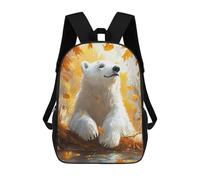 sinyumoney Polar Bear in Autumn School Bag Backpack Teen Schoolbag 3D Printing Adjustable Schoolbag Fashion Pocket Bag for Kids Boys Girls Students And Teenagers Fans 17inch