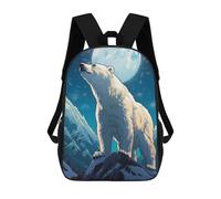 sinyumoney Polar Bear Moon Night Children's Backpack, Schoolbag Large Capacity Students Bookbag Rucksack Knapsack for Boys Girls Adults Teen 17inch
