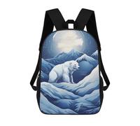 sinyumoney Polar Bear Moonlit Landscape Kids Backpack, Backpack School Bag, Backpacks Kids School 3D Printed School Bags for Elementary And Middle School Students Teens Birthday Gift 17inch