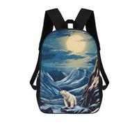 sinyumoney Polar Bear Moonlit Mountain-1 Children's Backpack, Schoolbag Large Capacity Students Bookbag Rucksack Knapsack for Boys Girls Adults Teen 17inch