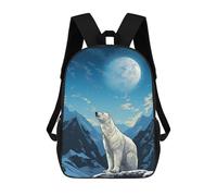 sinyumoney Polar Bear Moonlit Mountain Kids School Backpack 3D Printed Backpacks Fashion School Bag Rucksacks for Boys Elementary And Middle School Students 17inch