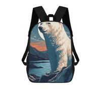 sinyumoney Polar Bear Night Scene School Bags Fashion Stationery Backpack Waterproof Casual Daypacks for School/Work/Travel 17inch