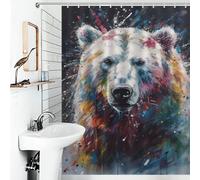 sinyumoney Polar Bear Painting Bath Shower Curtains Mildew with Hooks Waterproof Fabric Soft Fabric Hotel Shower Curtain for Bathroom 53.54x70.87Inch（136x180cm）