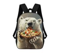 sinyumoney Polar Bear Pizza Kids Backpack, School Bag for Boys And Teenager, Gifts Travel Backpack Schoolbag Backpack Bookbag 17inch
