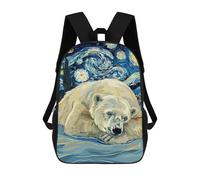 sinyumoney Polar Bear Starry Night Art Rucksacks 3D Printed Children 17inch Backpacks Fashion Casual Daypack Travel Bags Outdoor Casual Daypack for Boy And Girl