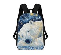 sinyumoney Polar Bear Starry Night School Bag 3D Printed Children's School Backpack Casual Fashion Travel Backpacks for Kids School Students 17inch