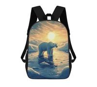 sinyumoney Polar Bear Sunset 3D Printed Children's School Backpack for Kids Travel Rucksacks Book Bags Kids School Bag 17inch