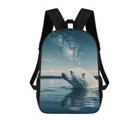 sinyumoney Polar Bear Swims Cosmic Children's Backpacks School Backpack 3D Printed for Kids Travel Rucksacks Book Bags Kids 17inch School Bag