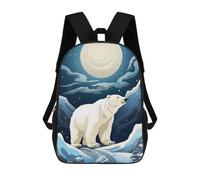 sinyumoney Polar Bear Under Moonlight-1 Backpack for Boys Teen Students, Girls Rucksack Bags Toddler Elementary Middle School Bookbag 17inch