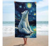 sinyumoney Polar Bear Under Starry Night Bathroom Towels Set Absorbent Quick Drying Beach Towel Bath And Pool 130cm*80cm