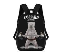 sinyumoney Polar Bear Weightlifting School Bags Water Resistant School Bag Business Backpack - Perfect for Travel, Work And Daily Use 17inch