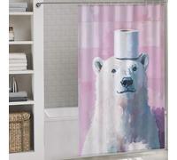 sinyumoney Polar Bear with Toilet Paper Fabric Polyester Modern Polyester Water Repellent for Bathtub Shower Stall 53.54x70.87Inch（136x180cm）