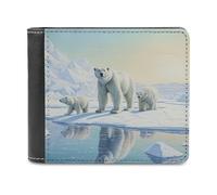 sinyumoney Polar Bears in Arctic Landscape-1 3D Print Clutch Purse Card Slots ID Banknote Compartments Soft Convenient Leather Men's Wallet 11.7cm*9.5cm