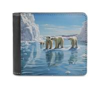 sinyumoney Polar Bears on Ice Floe 3D Print PU Leather Wallet Multiple Slots Banknote Compartments Stylish Durable Men's Wallets Gifts 11.7cm*9.5cm
