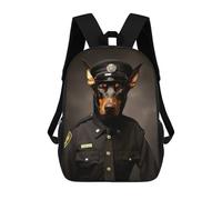 sinyumoney Policeman Doberman Children's 17 Inch School Backpack 3D Printed Cool Knapsack for Kids Travel Rucksacks Book Bags Kids School Bag