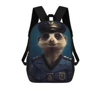 sinyumoney Policeman Meerkat Patrol School Backpack for Girls Backpack Water Repellent Casual Daypack Lightweight Rucksack Boy Girl School Backpack 17inch