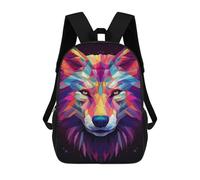 sinyumoney Polygon Wolf Wall Art 3D Printed Children's School Backpack for Kids High Capacity Travel Rucksacks Book Bags Kids School Bag Back Pack 17inch
