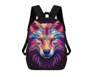 sinyumoney Polygon Wolf Wall Art 3D Printed Children's School Backpack for Kids High Capacity Travel Rucksacks Book Bags Kids School Bag Back Pack 17inch