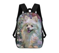 sinyumoney Pomeranian Dog Painting Backpack School Lightweight Airport College Students Back Pack for Girl, Teen Girls 17inch
