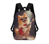 sinyumoney Pomeranian Playing Guitar-2 Backpack School Bag Computer Rucksack for School/Work/Travel for Camping Outdoor Adventures And Daily Travel 17inch