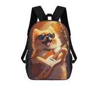 sinyumoney Pomeranian Playing Guitar School Backpack Lightweight Airport College Students Back Pack for Boys/Girls/Teenagers 17inch