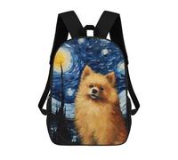 sinyumoney Pomeranian Starry Night Backpacks Kids School Backpack School Bag 3D Printed Fashion School Bags for Boys Elementary And Middle School Students 17inch