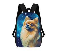 sinyumoney Pomeranian Stars Pixel Art Backpack School Bag Travel College Rucksack Backpacks for Boys/Girls/Teenagers 17inch