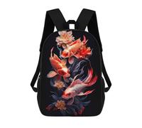 sinyumoney Pond Koi Fish Backpacks Kids School Backpack School Bag 3D Printed School Bag for Boys Elementary And Middle School Students 17inch