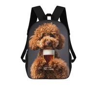 sinyumoney Poodle Beer Backpacks Kids School Backpack School Bag 3D Printed School Bag for Boys Elementary And Middle School Students 17inch