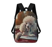 sinyumoney Poodle Cabriolet Car Sun Children's Backpack, 3D Printed School Backpack, Backpack for Boys Girls, Adjustable School Bag for Primary School 17inch
