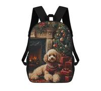 sinyumoney Poodle Christmas Portrait Poodle in Holiday Scene Rucksacks 3D Printed Children Backpacks Fashion Casual Daypack Cute Travel Bags Outdoor Casual Daypack for Boy And Girl 17inch