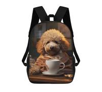 sinyumoney Poodle Dog Coffee Animal School Backpack Lightweight Casual Daypack School Backpacks for Boys/Girls/Teenagers 17inch