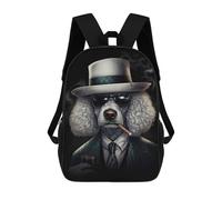 sinyumoney Poodle Dog Gangster Suit Rucksack Water Resistant Computer Rucksack for Campus Outdoor Travel Sports 17inch