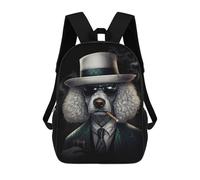sinyumoney Poodle Dog Gangster Suit School Backpack Daypacks Business Backpack Water Resistant Bookbag for Campus Outdoor Travel Sports 17inch