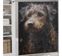 sinyumoney Poodle Dog Magical Realm Shower Curtains Mould Proof 100% Polyester Fabric Washable Hilarious Bath Curtain for Bathroom with Hooks 69.69x70.87Inch（177x180cm）