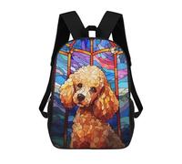 sinyumoney Poodle Dog Stained Glass School Backpack Large Water Resistant Laptop Backpack for Boys/Girls/Teenagers 17inch