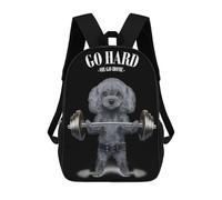 sinyumoney Poodle Dog Weightlifting School Backpack Daypacks Business Backpack Water Resistant Bookbag for Men/Women 17inch