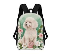 sinyumoney Poodle Floral Portrait Backpack School High Secondary School Bags Casual Backpack for Camping Outdoor Adventures And Daily Travel 17inch