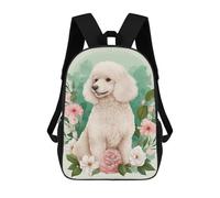 sinyumoney Poodle Floral Portrait Rucksack Lightweight Casual Daypack School Backpacks for Campus Outdoor Travel Sports 17inch