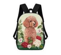 sinyumoney Poodle Floral Portrait School Bags High Secondary School Bags Casual Backpack for Camping Outdoor Adventures And Daily Travel 17inch