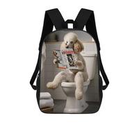 sinyumoney Poodle on The Toilet Children's School Backpack 3D Printed for Kids Travel Rucksacks Book Bags for Boys Elementary School Students 17inch