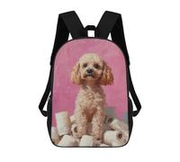 sinyumoney Poodle on Toilet Paper Mountain Painting Poodle Bathroom Print Children's School Backpack 3D Printed for Kids Travel Rucksacks Book Bags Kids School Bag 17inch