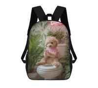 sinyumoney Poodle on Toilet with Phone Backpacks Kids 17inch School Backpack School Bag 3D Printed School Bag for Boys Elementary And Middle School Students