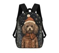 sinyumoney Poodle Portrait Xmas Art School Backpack Daypacks Business Backpack Water Resistant Bookbag for Men/Women 17inch