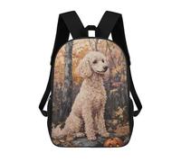 sinyumoney Poodle Pumpkin Fall Painting School Backpack Lightweight Schoolbag Dayback Bookbag College for Camping Outdoor Adventures And Daily Travel 17inch