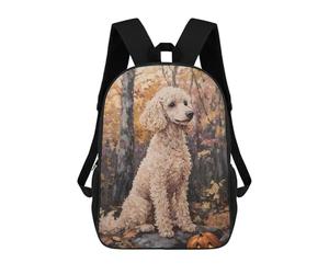 sinyumoney Poodle Pumpkin Fall Painting School Backpack Lightweight Schoolbag Dayback Bookbag College for Camping Outdoor Adventures And Daily Travel 17inch